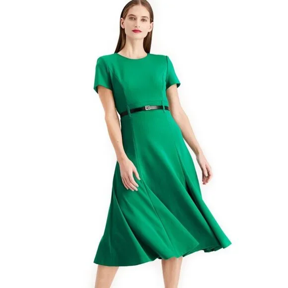slim fit dress slacks Calvin Klein Green Dress With Back Zipper main image 0